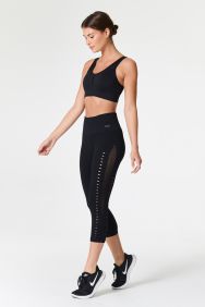 Nux Active Black Mesh Up Crop Legging